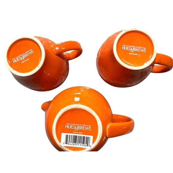 Hues N Brews Glazed Orange Ceramic Teapot Set Steel Lid 2 Matching Cups Service - Picture 3 of 7